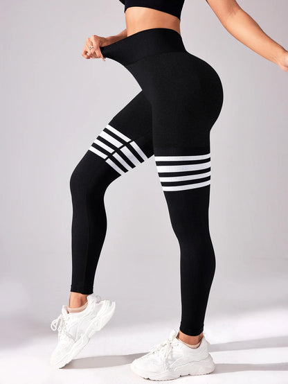 Women V Back Line Leggings Butt Lifting Gym Fitness Athletic Workout Elastic Leggins Outdoor Yoga Pants Sports Training Tights Good Vibrations