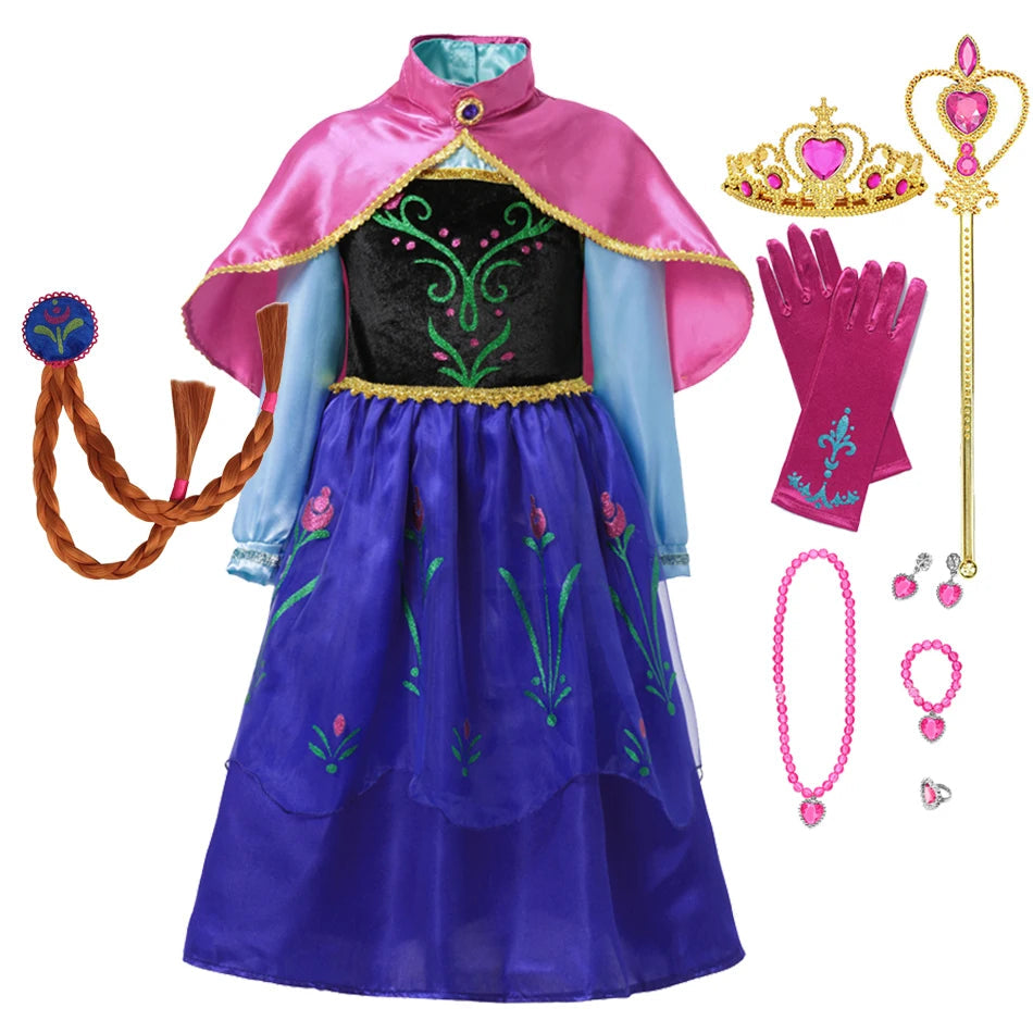 Summer Fancy Queen Elsa Anna Costume Girls Princess Dress Toddler Halloween Cosplay Party Vesidos For 2-10 Years Good Vibrations