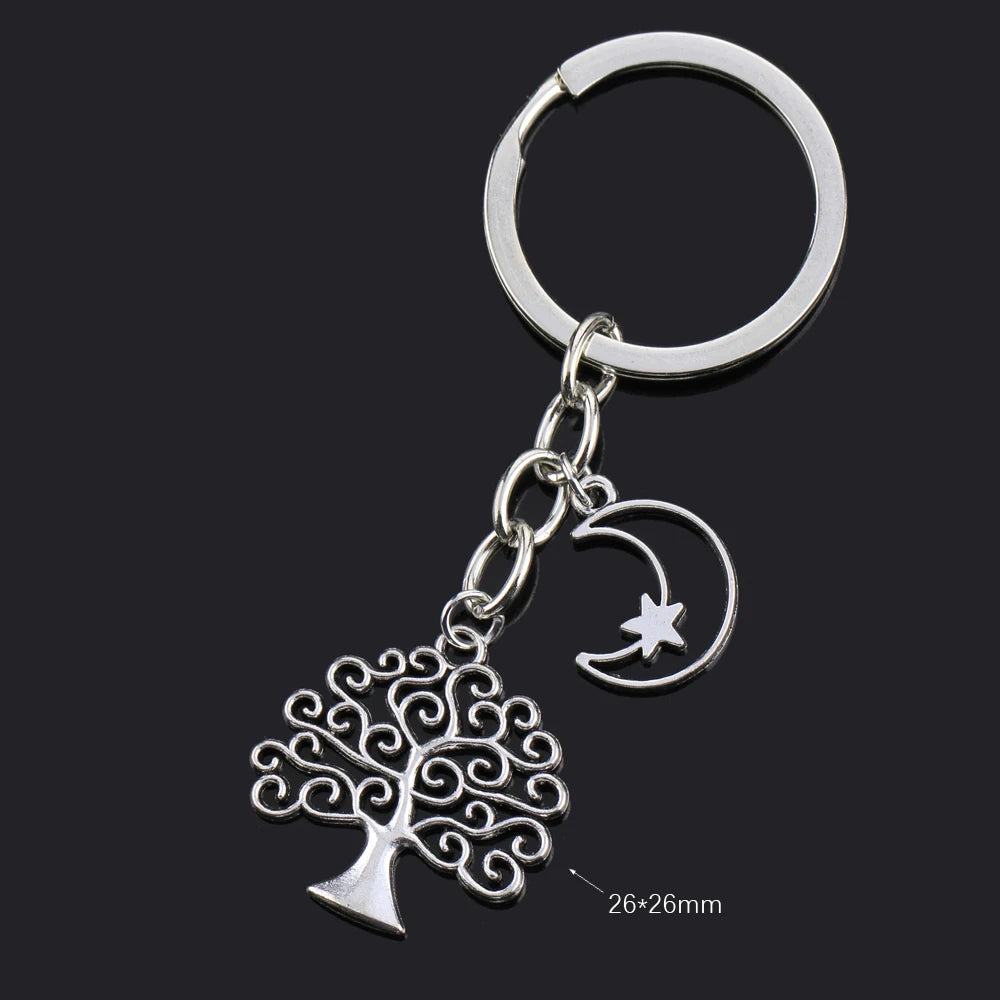 Fashion Animal Women Keychain Car Moon Cat Dog Love Heart Key Chain Friends Gift Jewelry Bag Pendant Wing Evil Eye Angel Turtles Good Vibrations