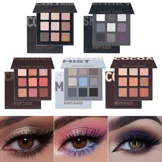 Beauty Glazed 9 Colors Eye Shadow Disc Makeup Palette Matte Shimmer Eye Pigmented Powder Make Up New Warm Earth Color Eyeshadow Good Vibrations