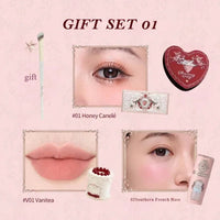 Flower Knows Strawberry Cupid Collection Makeup Gift Set include Make-up Palette+Cake Lip Cream+Liquid Blush+Powder Puff+blush Good Vibrations