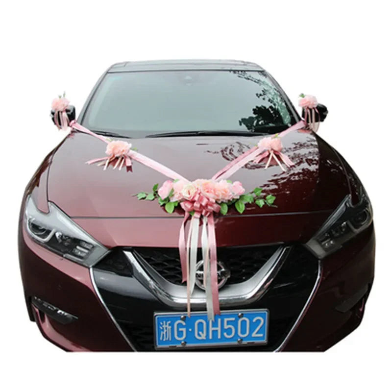 1set Wedding car decoration car head flower wedding supplies wedding main wedding car layout set creative personality Good Vibrations
