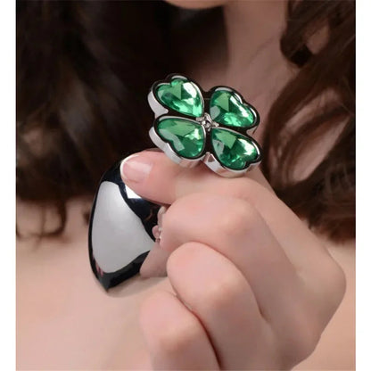 Lucky Clover Gem Anal Plug,S/M/L Size Four Leaf Clover Stainless Steel Crystal Jewelry Anal Butt Plugs Good Vibrations Adult Super Store