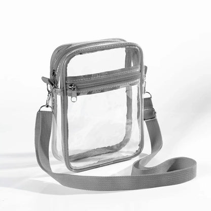 Women Clear Shoulder Bag Stadium Approved PVC Concert Transparent Purse Simple Crossbody Bag With Front Pocket Casual Handbag Good Vibrations