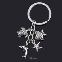 Fashion Animal Women Keychain Car Moon Cat Dog Love Heart Key Chain Friends Gift Jewelry Bag Pendant Wing Evil Eye Angel Turtles Good Vibrations