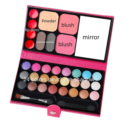 33 Colors Eye Shadow Powder Blush Lipstick Lasting Cosmetics Makeup Set with Mirror For Beginner Kids Travel Portable Palette Good Vibrations