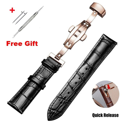 Quick Release *Real Animal Skin* Leather Watch strap13mm 12mm  15mm 17mm 19mm 21m 23mm 24mm 14mm 16mm 18mm 20mm Good Vibrations