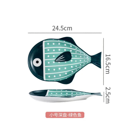 Ceramic Steamed Fish Plate Irregular Household Large Deep Shaped Bowl Cute Dining Table Supplies Good Vibrations