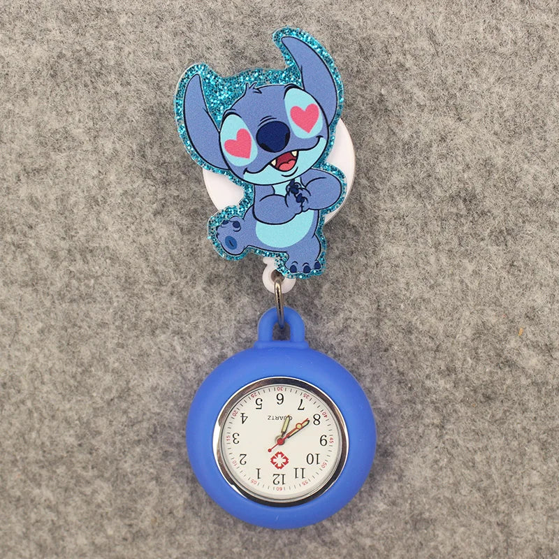 Cute Friends Pig Bear Blue Mouse Style Pocket Watch Retractable And With Clip For Men And Women Good Vibrations