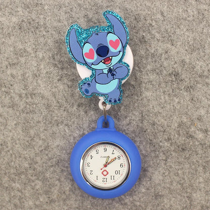 Cute Friends Pig Bear Blue Mouse Style Pocket Watch Retractable And With Clip For Men And Women Good Vibrations