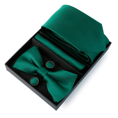 Mens Bussiness Ties Set With Bowtie Bow tie Necktie Square Towel Cufflinks For Groom Wedding Banquet Party Gift Box Accessories Good Vibrations