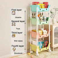 Toy Storage Trolley Children's Toy Storage Racks and Shelving Rotating Bookshelf Household Mobile Trolleyarrange Good Vibrations