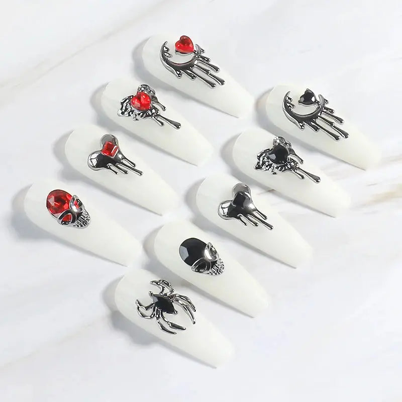 Halloween Alloy Nail Art Charms 3D Ghost Skull Pumpkin Golden Silver Classic Nails Jewelry Ornaments DIY Manicure Accessories Good Vibrations