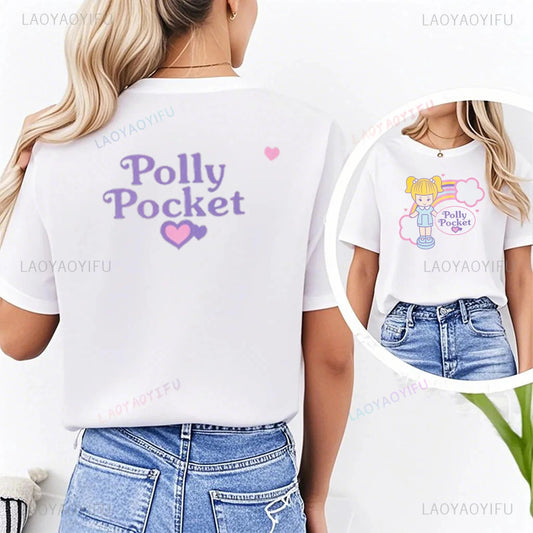 Polly Pocket Printed T-shirt Cute Polly Pocket Tops Polly Pocket Cartoon T-shirt Classic Pattern Summer Unisex Streetwear Tees Good Vibrations