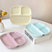 3Grid Ceramic Dinner Plates Solid Color Serving Dishes Salad Dinnerware Dining Compartment Plate Kitchen Eco-friendly Tableware Good Vibrations