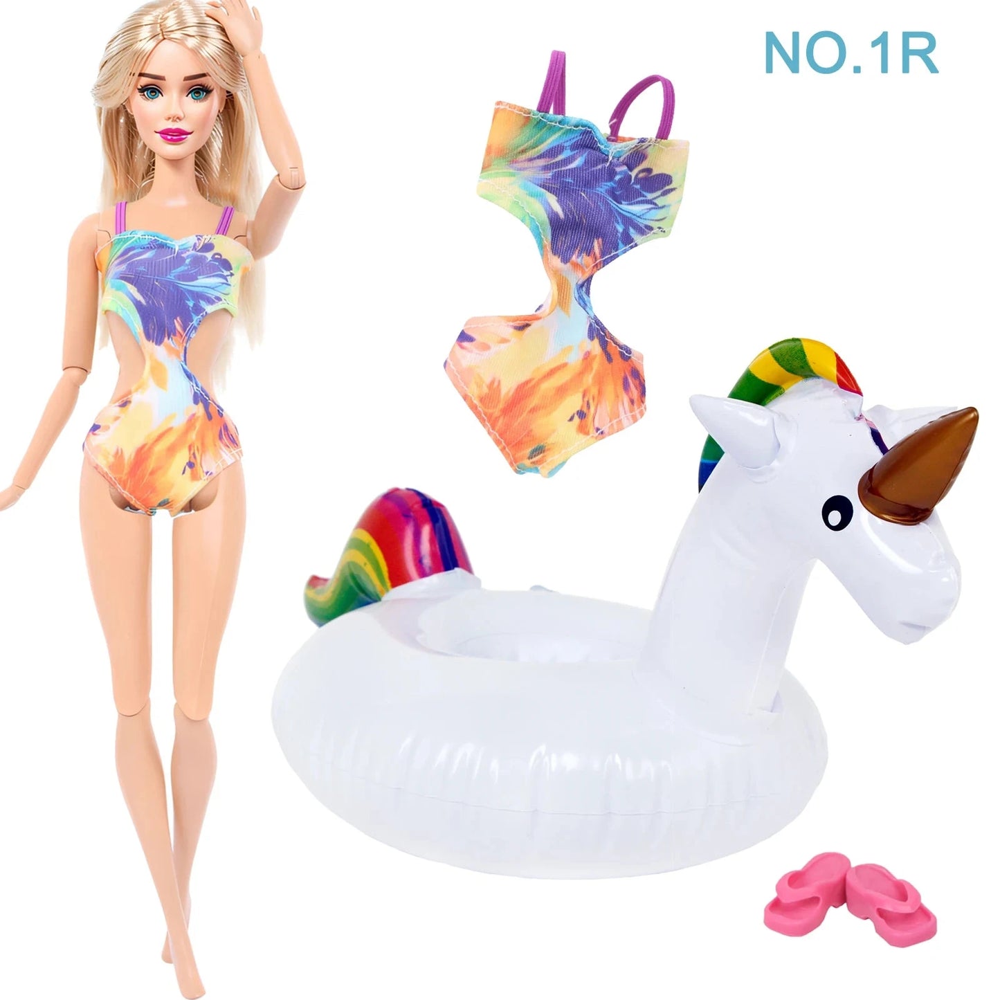 Doll Swimwear Ba Doll Bie 1/6 Summer Lifebuoy Rings Bikini Slipper Chair Beach Clothes 11.5 Inch Doll 30cm Accessories Good Vibrations