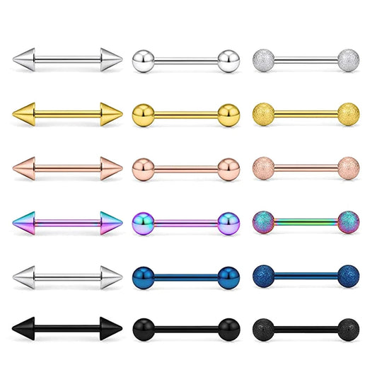 14G Tongue Rings Surgical Steel Straight Barbell Nipplerings Nipple Ring Body Piercing Jewelry Long Barbell Bridge Tongue Rings Good Vibrations