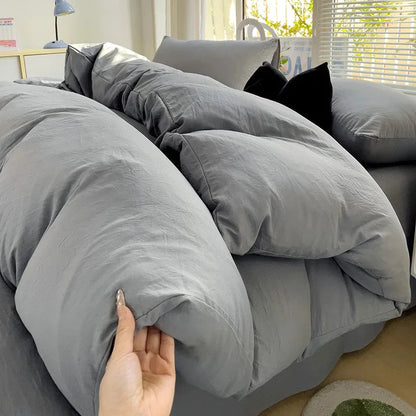 Solid Cotton Bedding Set For Boys with Sheet Duvet Cover Pillowcase Single Couple Bedsheet King Queen Double Twin Size Bed Linen Good Vibrations