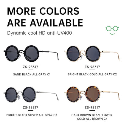 Round Steampunk Sunglass Men Vintage Punk Sunglasses Women Trendy Retro Fashion Glasses Gafas De Sol Hombre Lunette Soleil Femme Good Vibrations