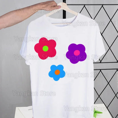 Polly Pocket Print T-Shirt Casual Crew Neck Short Sleeve T-Shirt Women's Clothing Good Vibrations