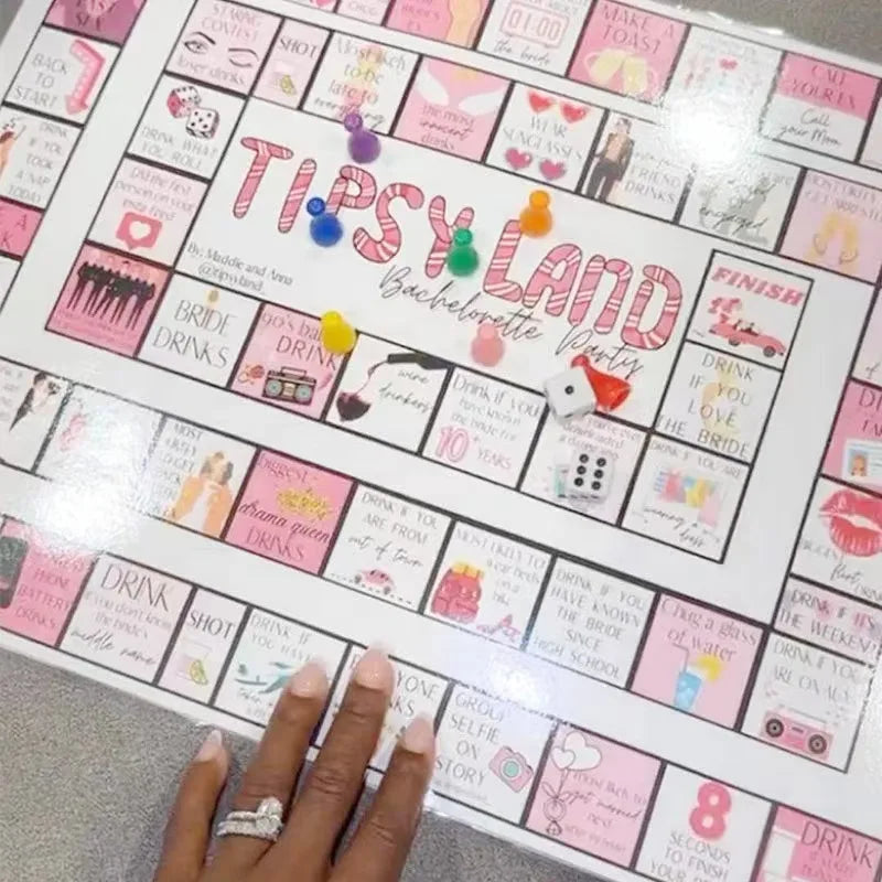 Tipsy Land Party Board Game, Fun Drinking Game for Friends Good Vibrations