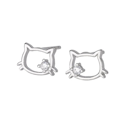 Uini Tail hot selling new 925 sterling silver fashionable cute hollow cat earrings simple temperament sweet girl accessories Good Vibrations
