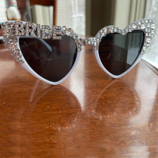rhinestone Bride to be Sunglasses beach disco wedding Bachelorette hen Party Bridal Shower decoration honeymoon Future Mrs gift Good Vibrations