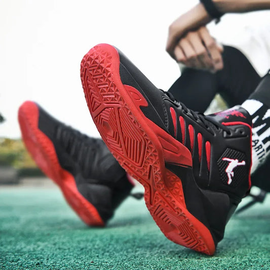 Men's High Top Basketball Shoes Breathable Anti-Slip Wear-Resistant Sports Training Shoes for Students Cross-Border Bestseller Good Vibrations