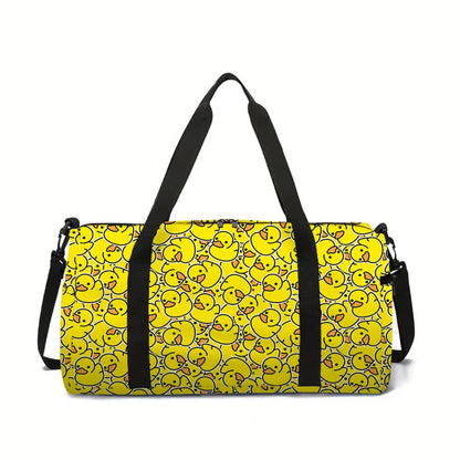 Large Travel Bag Yellow Duck Pattern Multi-Functional Duffle Tote Bag Handbags Waterproof Gym Bags for Boys/Girls Fitness Bag Good Vibrations