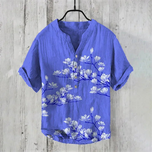 Spring and Summer Men's and Women's Shirts Independent Station Casual Hawaiian Style Shirts Men's Tops 100% Linen New Hot Sale Good Vibrations