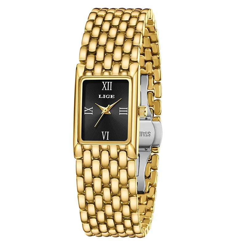 LIGE new 2025 women's watch quartz stainless steel strap women watches luxury casual waterproof retro fashion ladies watch reloj Good Vibrations