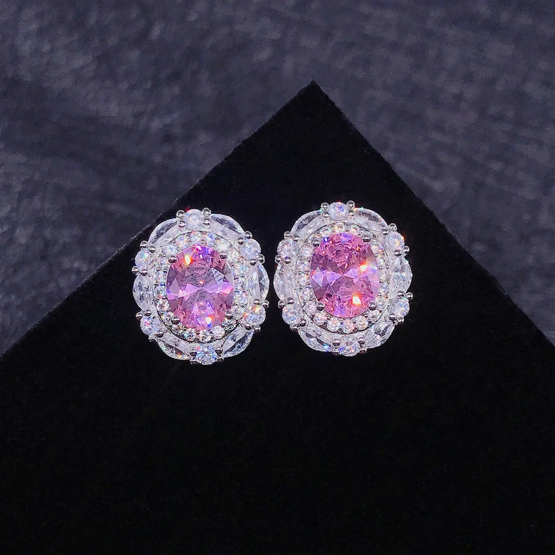 Luxury Bridal Wedding Jewelry Sets Silver Color Pendant Necklaces Earrings Set For Women Yellow/Pink Crystal Jewelry Accessories Good Vibrations Adult Super Store