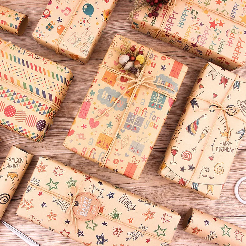 Happy Birthday Wrapping Paper 50*70cm Christmas Colorful DIY Flower Wedding Xmas Party Gift Packing Decor DIY Crafts Papers Good Vibrations