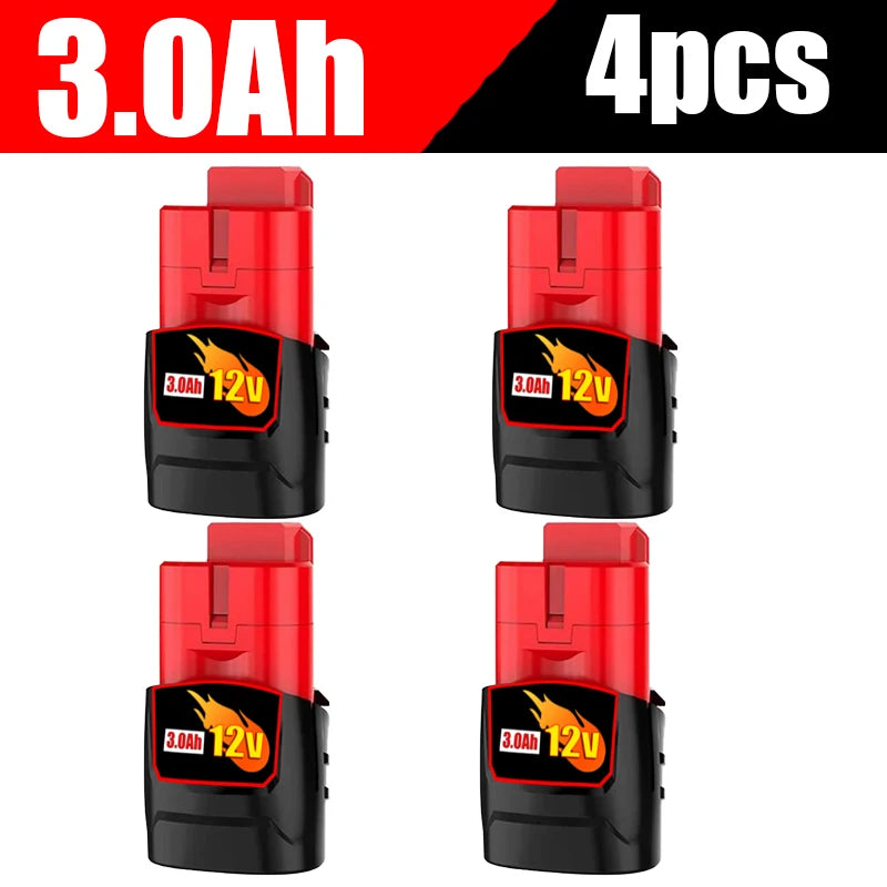 Milwaukee M12 Battery 12.0Ah 12V Rechargeable Battery For Milwaukee M12 Tool 48-11-2402 48-11-2411 48-11-2401MIL-12A-LI Good Vibrations