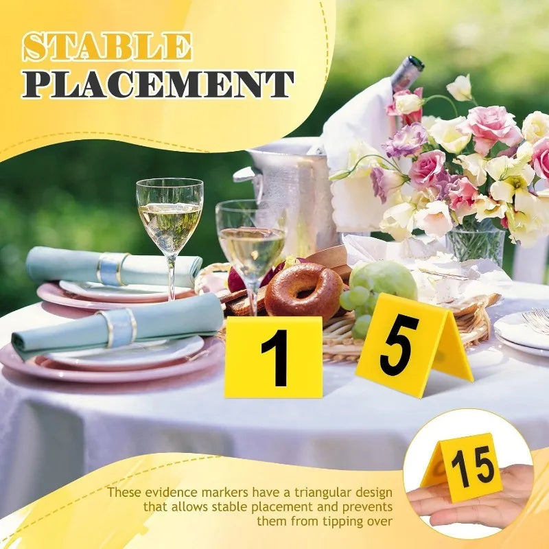 10Pcs Double Sided Acrylic Crime Scene Markers 1-10 Table Numbers for Restaurant Wedding Banquet Detective Game Party Decoration Good Vibrations