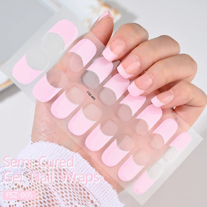 UV Semi-Cured Gel Nail Wraps Stickers Strips French Long Lasting Full Cover LED Gel Semi Cured Nail Sliders For Nail Extension & Good Vibrations