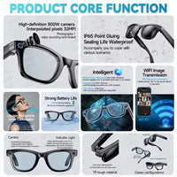 2025New Man 800W AI Smart Glasses Camera AI Translation Voice Bluetooth Call WiFi 4K HD Waterproof Anti Blue Light Women Glasses Good Vibrations