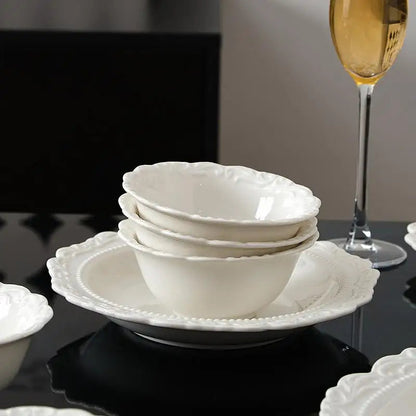 Ceramic Relief Dinner Dishes Household French New Underglazed Colour White Vintage Kitchen Tableware Exquisite Aesthetic Plate Good Vibrations