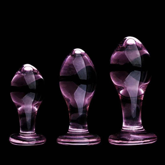 Pink Crystal Glass Butt Plug for Women's Anal and Pleasure