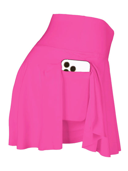 Women's Cross Waist Fake Two Pieces Sports Tennis Pockets Pant Skirt For Workout Fitness Badminton Yoga Fitness Running Marathon Good Vibrations