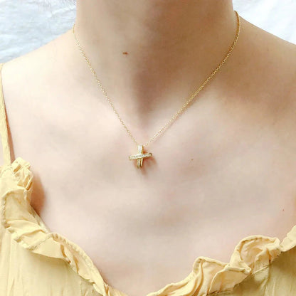 X Cross Pendants Necklace for Women Aesthetic Crosses Rose Gold Color Choker Chain on Neck Collar Necklace Fashion Jewelry N205 Good Vibrations