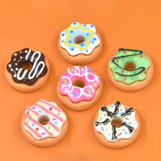 8pcs Kawaii New Cute Mini Donut Flat Back Resin Cabochons Scrapbooking DIY Jewelry Craft Decoration Embellishments Accessories Good Vibrations