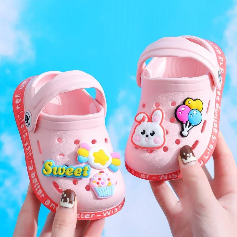 Summer Children Garden Slippers Shoes Boys&Girls Beach Sandal Kids Lightweight Breathable Cute Cartoon Slip Baby Slippers Good Vibrations
