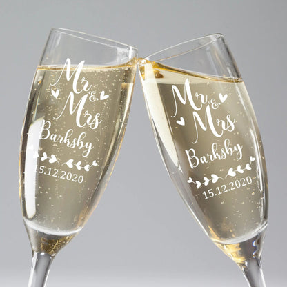 Set of 2 Personalized Mr. And Mrs. Wedding Toasting Flutes Wedding Glasses Custom Bride and Groom Toasting Glasses Good Vibrations
