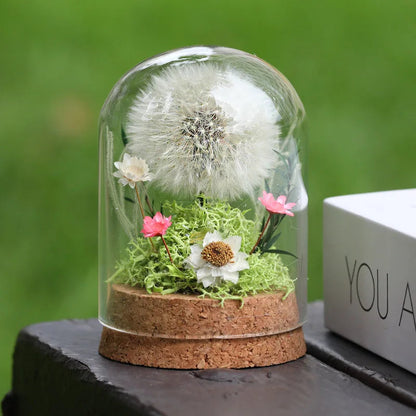 Popular Preserved Flower Gift with Glass Dome and Dandelion - Ideal for Mother's Day, Qixi, Valentine's, Birthdays & Weddings Good Vibrations
