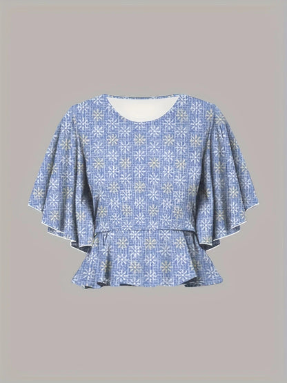 Women's stylish and elegant two-piece set: round neck top and irregular flared skirt Good Vibrations