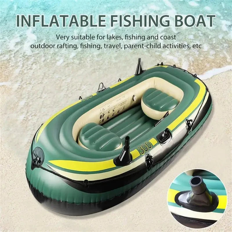 PVC Inflatable Boat Foldable InfLatable Fishing Boat Rafting Fishing Boat Heavy Duty Fishing Drifting Inflatable PVC Boat Set Good Vibrations