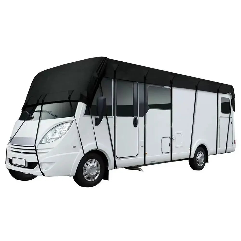 210D Oxford Cloth RV Roof Protective Cover Black Foldable RV Resistant Sunscreen RV Waterproof Roof Tear Supplies Cover S5M5 Good Vibrations