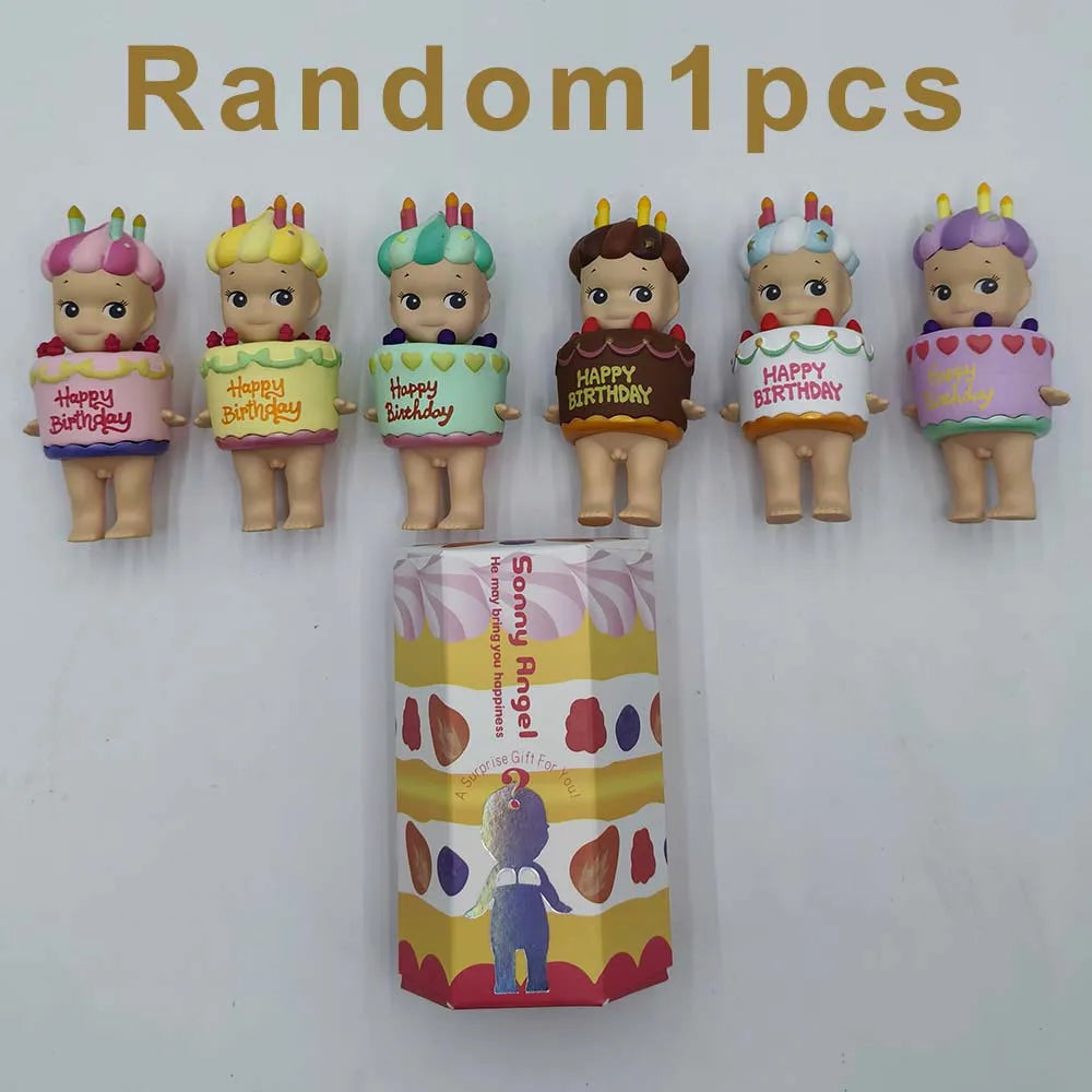 Sonny Angel Birthday Cake Series Blind Box Lying Down Angel Series Anime Figures Kawaii Cartoon Surprise Box Toys For Kids Gifts Good Vibrations