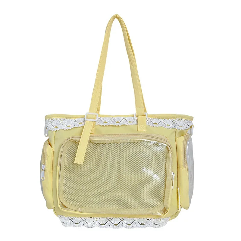 Large Capacity Ita Bag Anime Two-dimension Lolita Tote Bag Clear Window Crossbody Shoulder Bag Handbag Gift For Friends Good Vibrations
